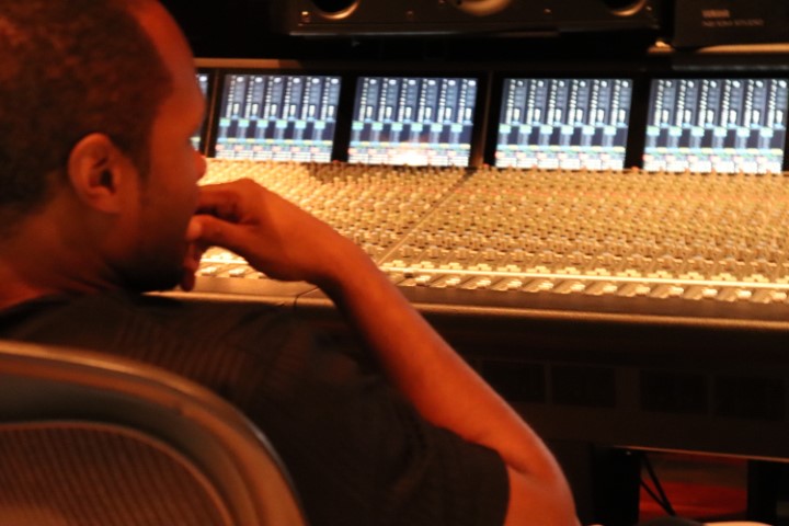 Recording session with vocals and piano